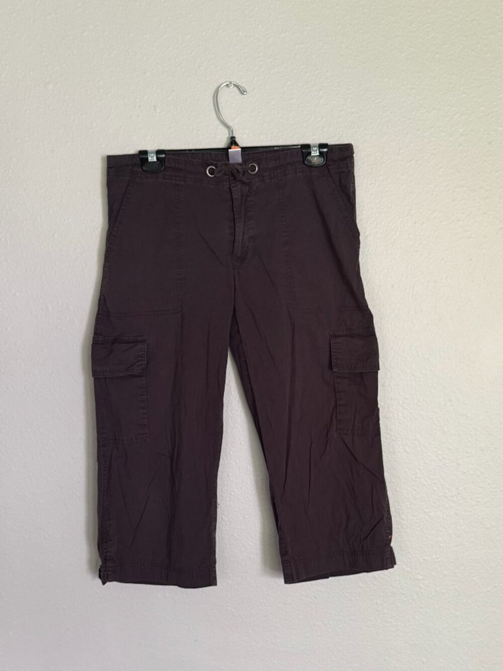 lucy Activewear Brown Cargo Capri Pants Drawstring Waist Size S Style 224071